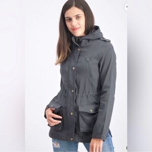 Eden Society Holly Contrast Hood Cargo Jacket in Gray MED